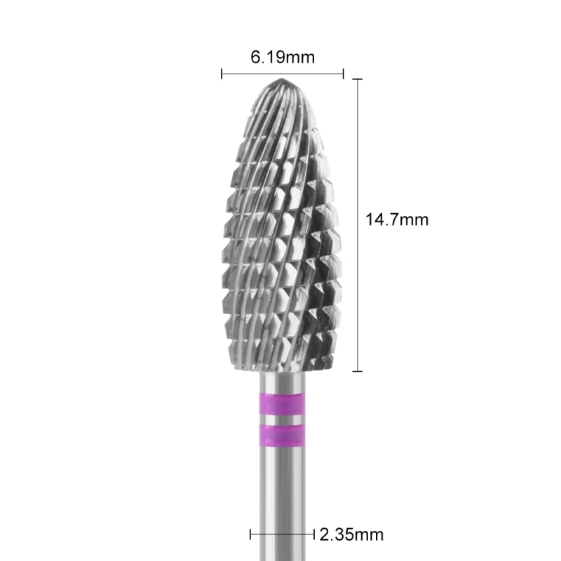 1Pcs 2.35mm High-Speed Flame Tungsten Steel Carbide Nail Drill Bit Professional Milling Cutter for Manicure Pedicure Nails Tools