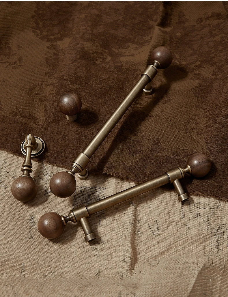 ANXIANG manija de latón antiguo cajón de nogal puerta de armario armario cocina manija de bola retro de bronce