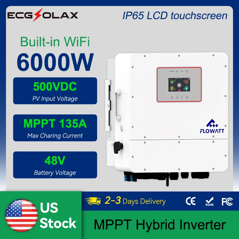 

ECGSOLAX 6 кВт гибридный солнечный инвертор чистая синусоида 48 В 230 В автономный инвертор 135A Mppt солнечный контроллер встроенный WIFI