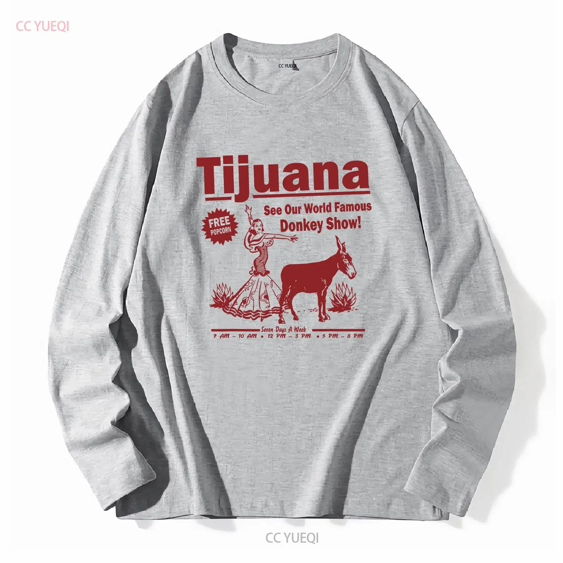 مضحك تي شيرت Tijuana حمار تظهر الأساسية خمر غسلها الشارع الشهير أزياء امتدت لينة أعلى لارتداء اليومي قليلا #4