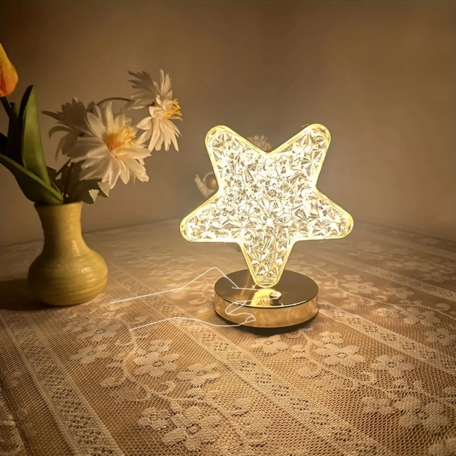 1pc LED Romantic Star Table Lamp,Simple Decoration Birthday Gift Atmosphere Lamp,Touch Night Light,Bedroom Bedside Night Light