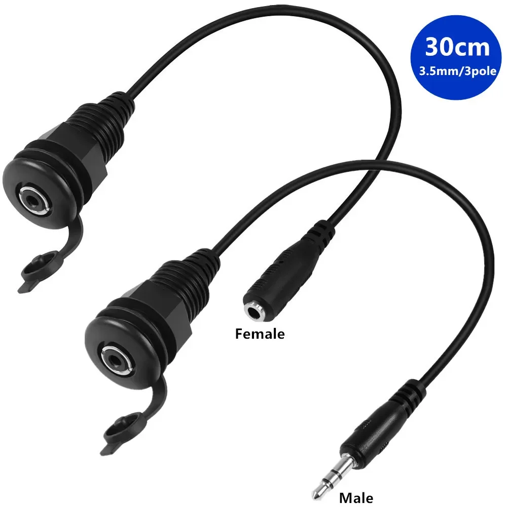 3.5mmThreaded Fixed Waterproof Cable 1/8 Male To Female Embedded Mount Stereo Adapter 3.5mm TRS Plug To Jack Headphone Mount Ca