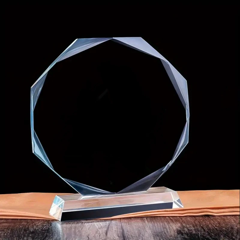 Premio trofeo de cristal en blanco de 14 cm: taza sin imprimir para grabado personalizado, corporativo, escuela, deportes de equipo