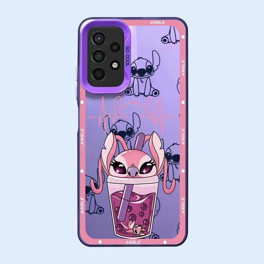 Phone Case for Samsung A55 A33 A25 A54 A22 A53 5G A72 A21s A32 A35 A51 A52s Shockproof Shell Cover Disney Stitch Angle Lover-