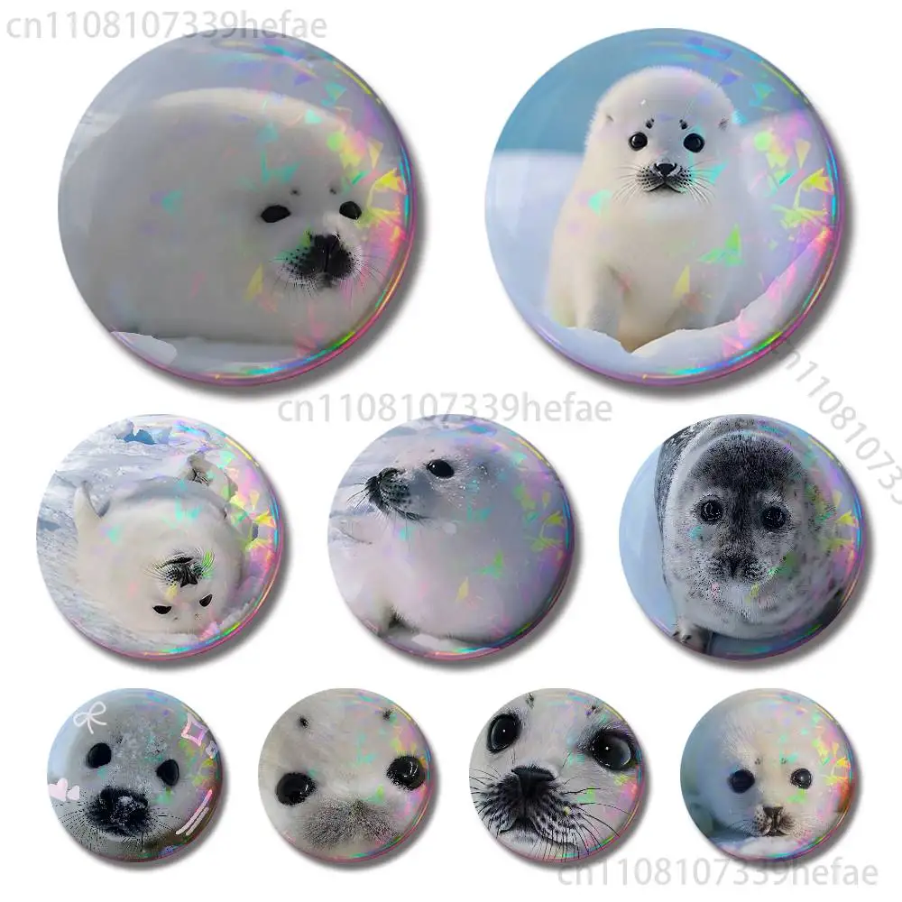 

Cute animal seal Badges 25 32 44 58 75 mm Round Fashion Jewelry Clothes Bag Hat Accessories Badge Lover Gifts