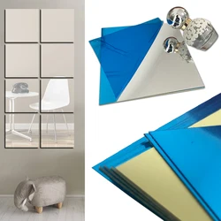 Upgrade: 0.2mm thickness-15x15cm as Mirror within 50cm Tiles Wall Sticker Square Self Adhesive Stick On DIY Home Decor wholesale