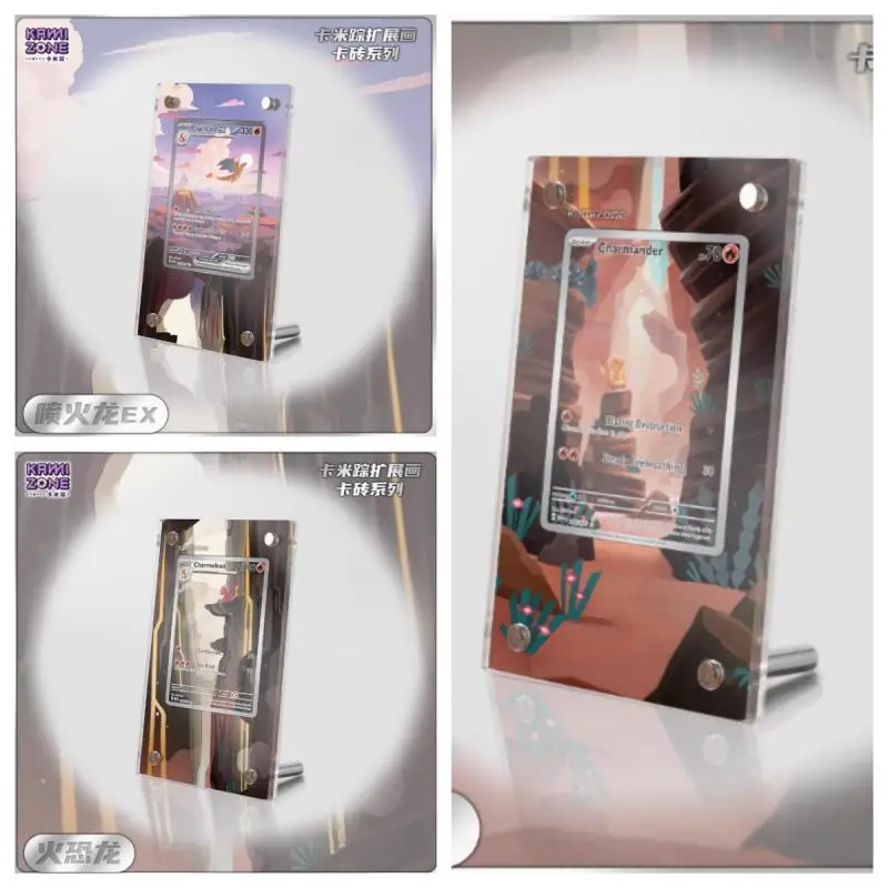 

Popular Pokemon Display Stand Fire Dinosaur Fire breathing Dragon Acrylic Cards Brick Photo Frame Ptcg Gift Toy Not Include Card