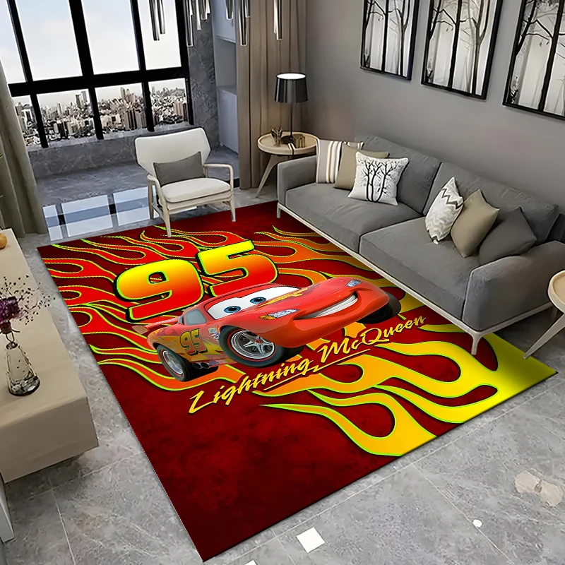 Disney-Tapis à motif Mcqueen Red Cars Rains, Tapis de jeu pour chambre à coucher, Tapis de salon, Polymères rampants, Cadeau de Noël