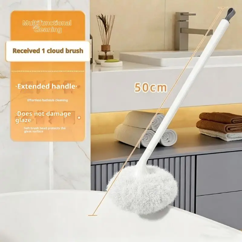 Toilet Brush 360 Degree No Residue Cleaning Hanging Design Long Handle Brush for Toilet Tile Floor Mirror Household