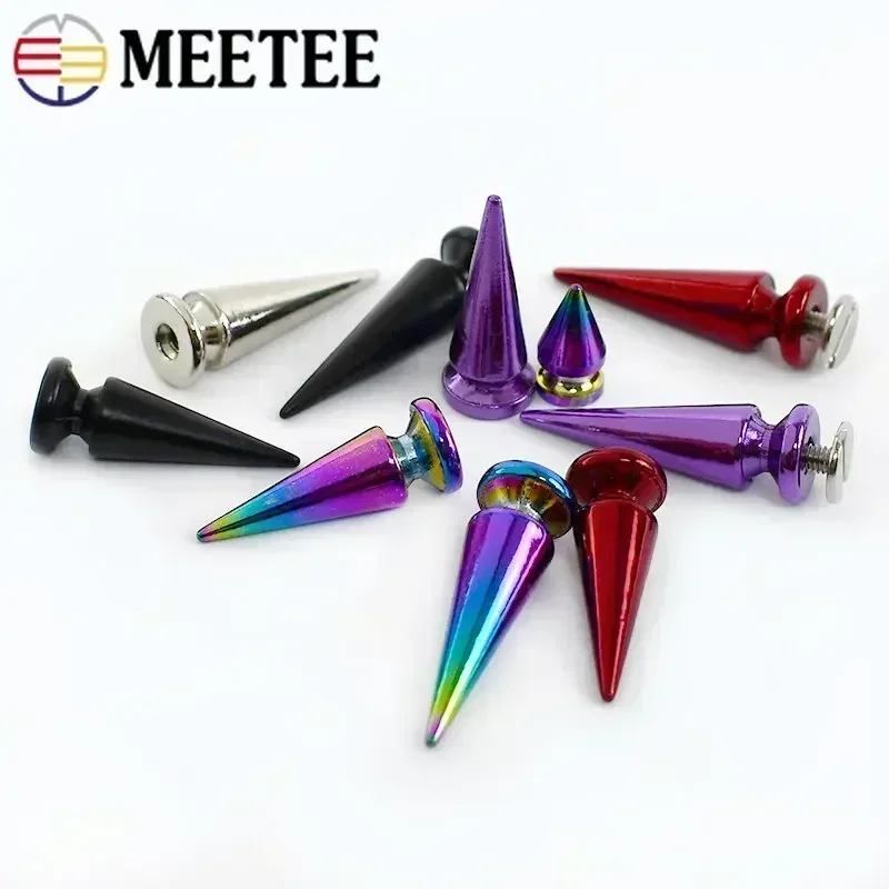 5/10/20Pcs Meetee Metal Rivets Bag Bottom Nails Garment Rivet Screwback Cone Studs Spikes DIY Leather Craft Hardware Accessories