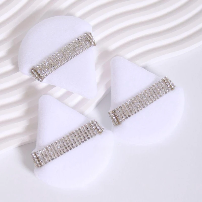 3pcs Diamond Triangle Cosmetics Puff Soft Velvet Powder Puffs Facial Beauty Makeup Sponge Woman Make Up Tool Accessories
