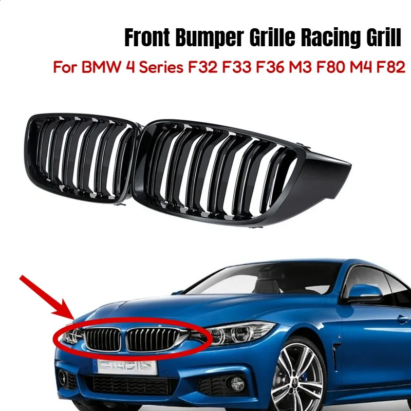 

Для BMW 4 серии F32 F33 F36 M3 F80 M4 F82: Передняя решетка бампера, гоночная решетка, 12-18, с двойными ламелями, глянцевый черный цвет, аксессуары