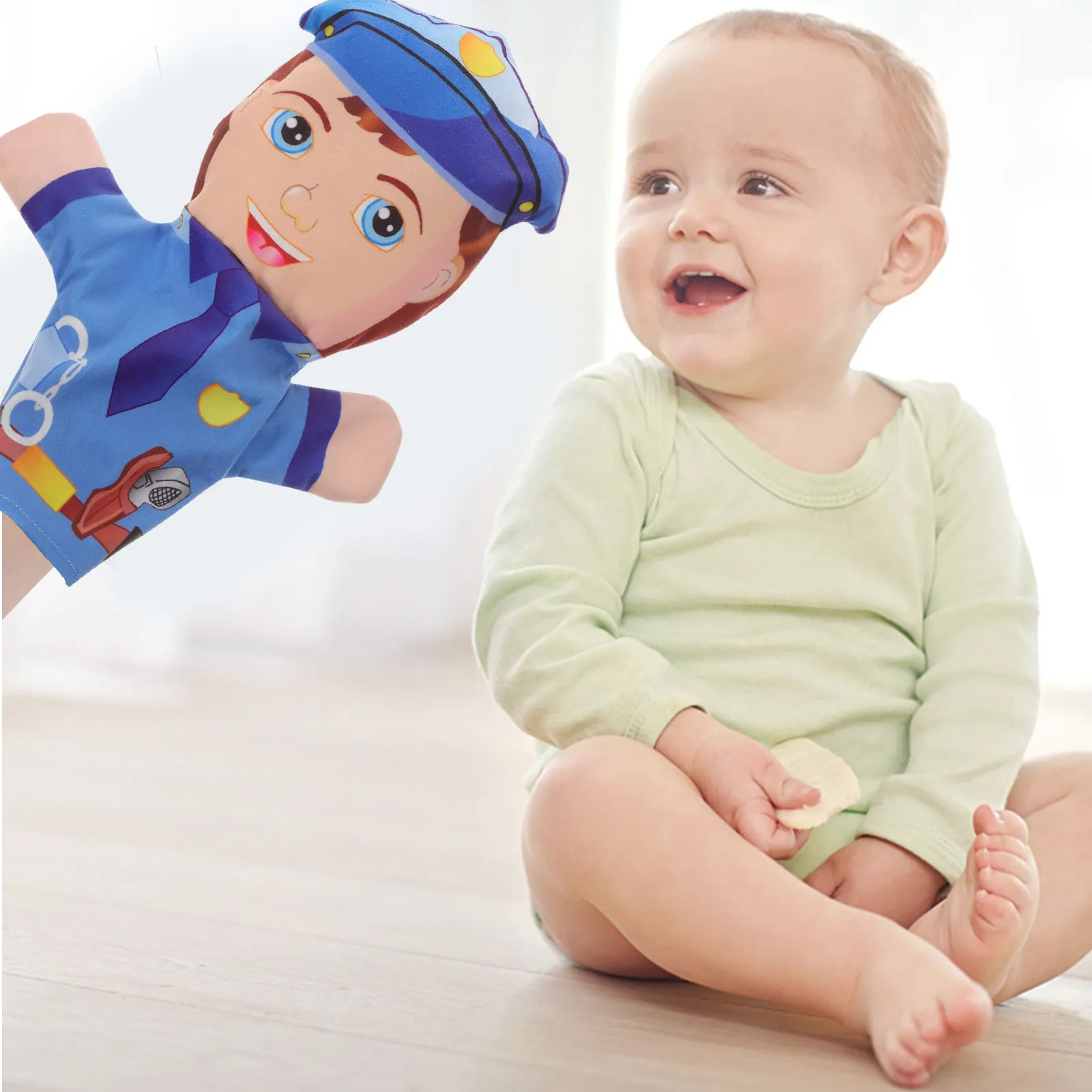 

Police Hand Puppet Colorful Stuffed Interactive Storytelling Finger Performance Educational Play Creative Playtime Fun Family