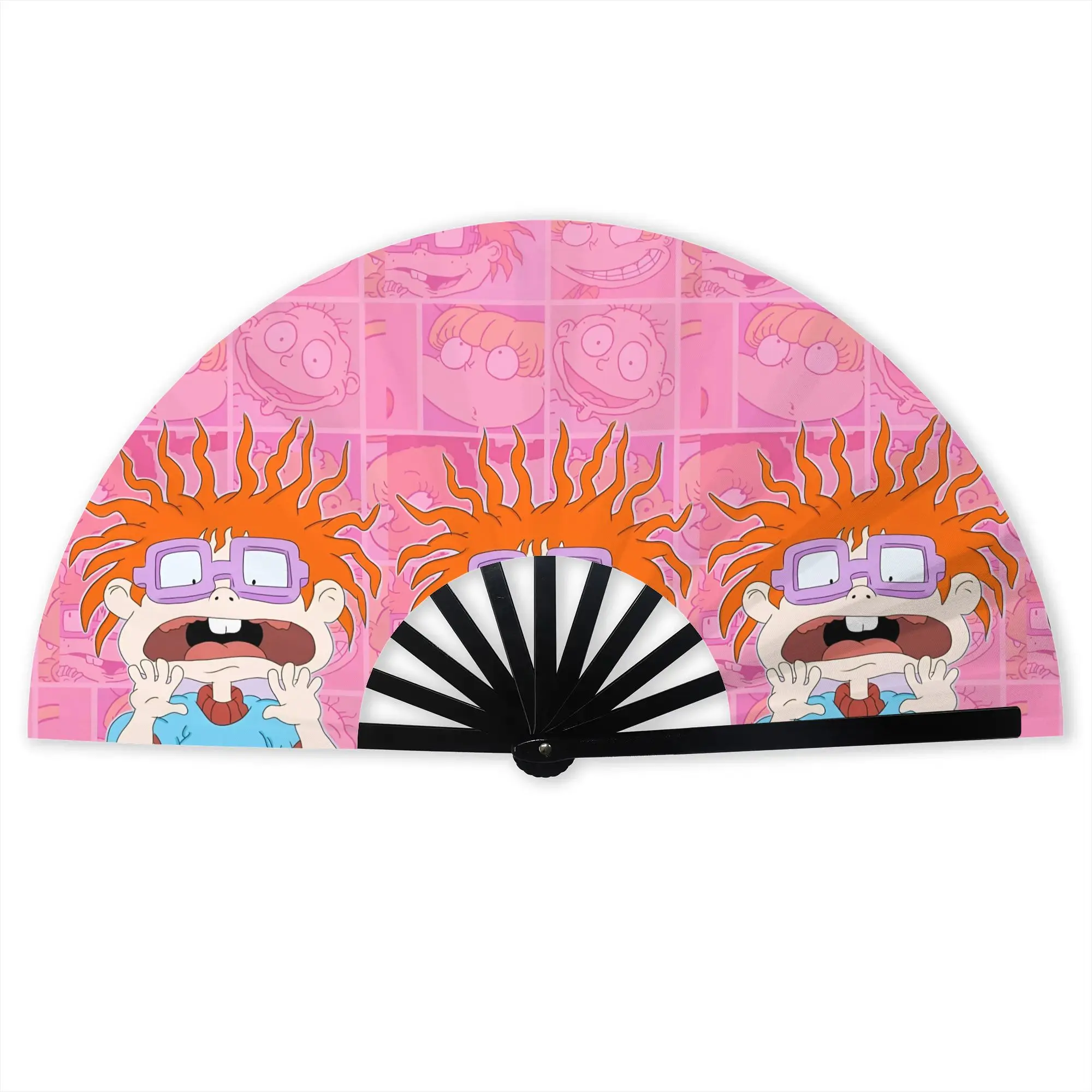 R-Rugrated Hot Cartoon Animes Folding Hand Fan  Personalized Mangas  Polyester Fabric Fan Cool Summer Accessory Decorative Fans