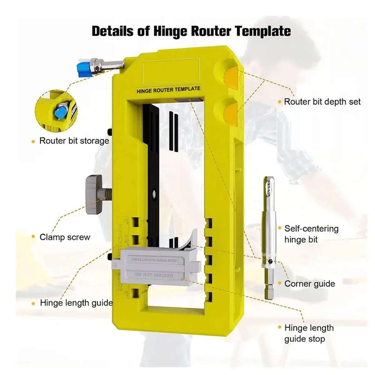 Door Hinge Template Door Hinge Router Template Removable Inserts Included Cabinet Hinge Jig Stable Fit for 3-5in Length