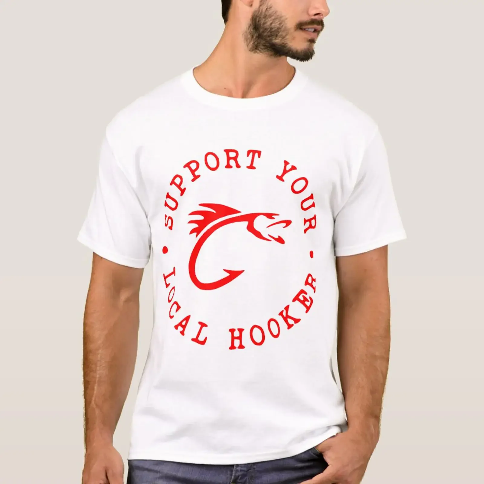 Support Your Local Hooker LIKE US ON FACEBOOK T Shirt vintage Washed graphic streetwear Unisex Breathable Soft Comfortable