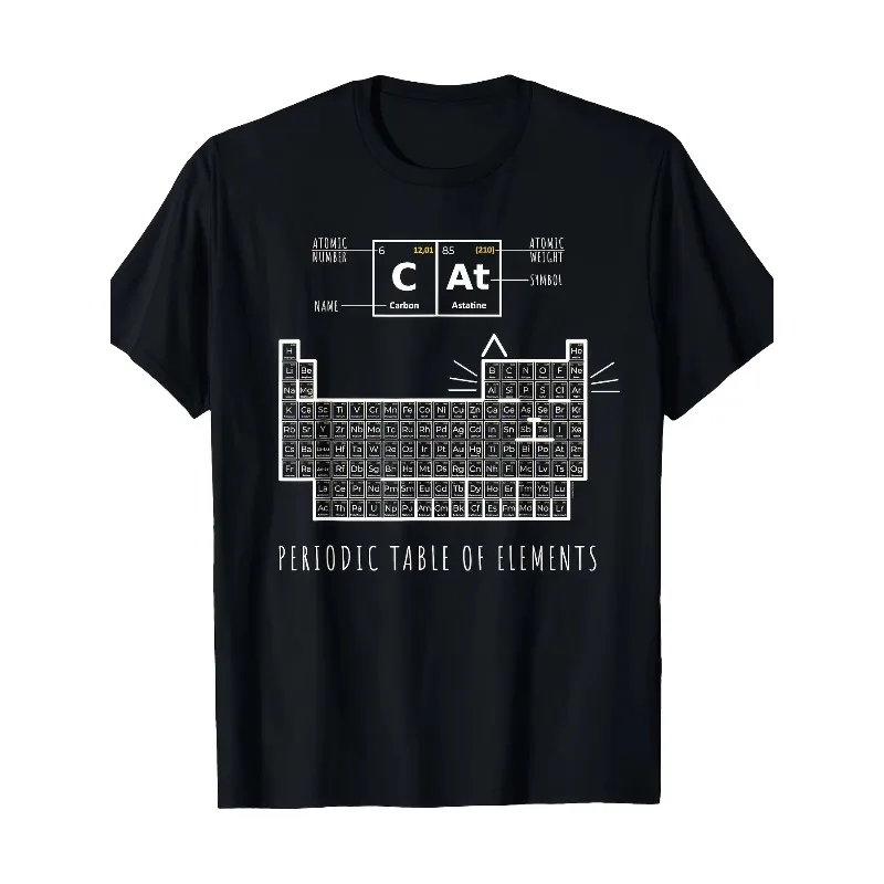 Men's The Chemistry Cat Periodic Table of Elements T-Shirt Cotton Unisex Tee All-season Casual Oversized Loose Short Sleeve