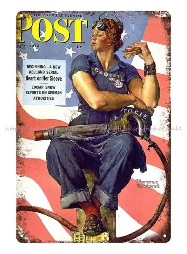 metal car signs ww2 war poster rosie the riveter 1943 tin sign