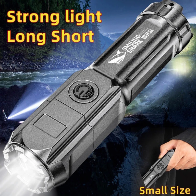 LED Flashlights Strong Telescopic Zoom Tactical Torch USB Portable Spotlight Long-Range Camping Flashlight