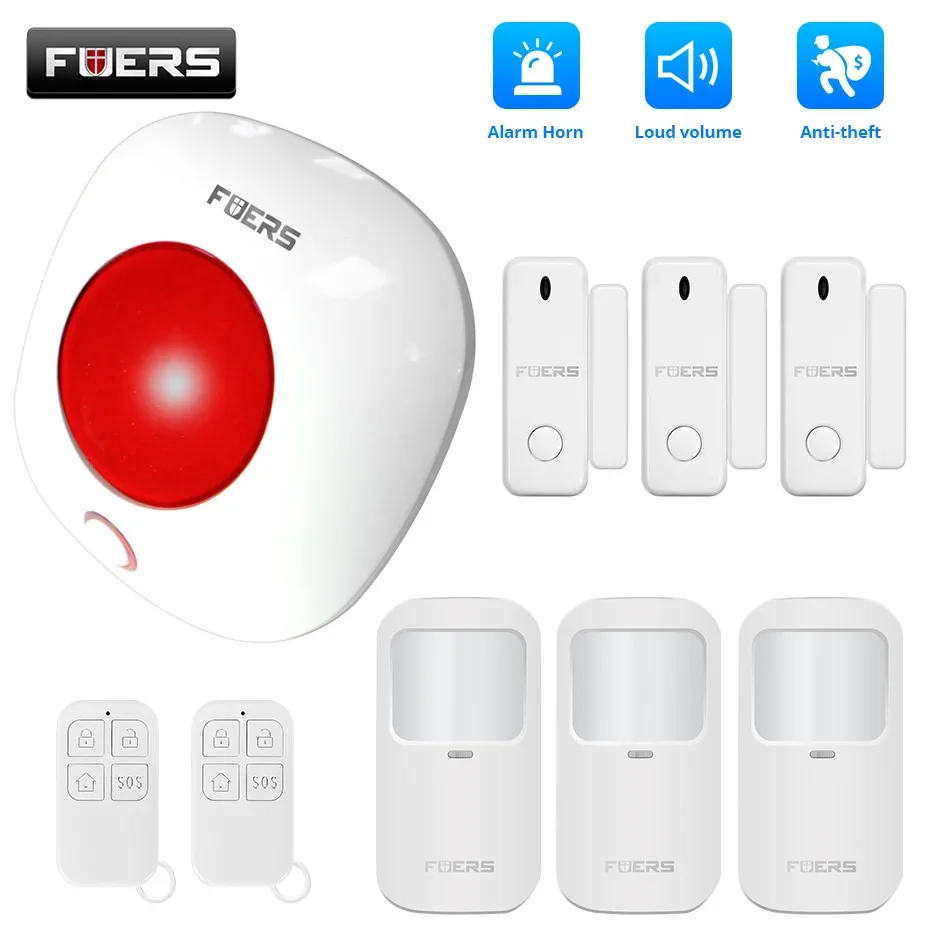 FUERS داخلي 433 ميجا هرتز صفارة الإنذار اللاسلكية لص نظام إنذار أمان المنزل ضوء الصوت ستروب صفارة الإنذار مكبر الصوت ل G34 G30 G60 G74
