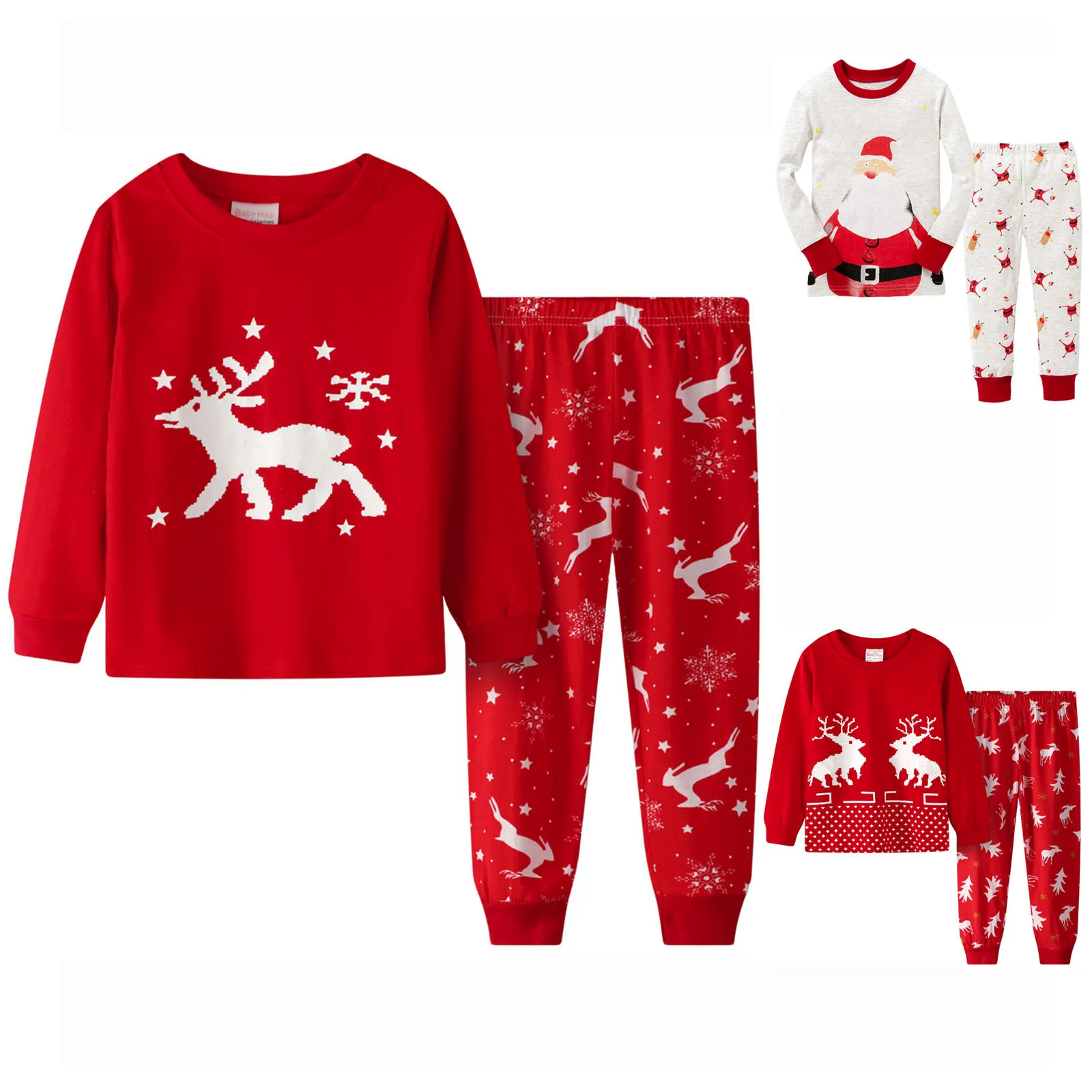 

Kids Christmas Pajamas Sets Baby Boys Clothes Girls Sleepwear Nightwear Children Xmas Moose Print Pyjamas Cotton Clothing Suit