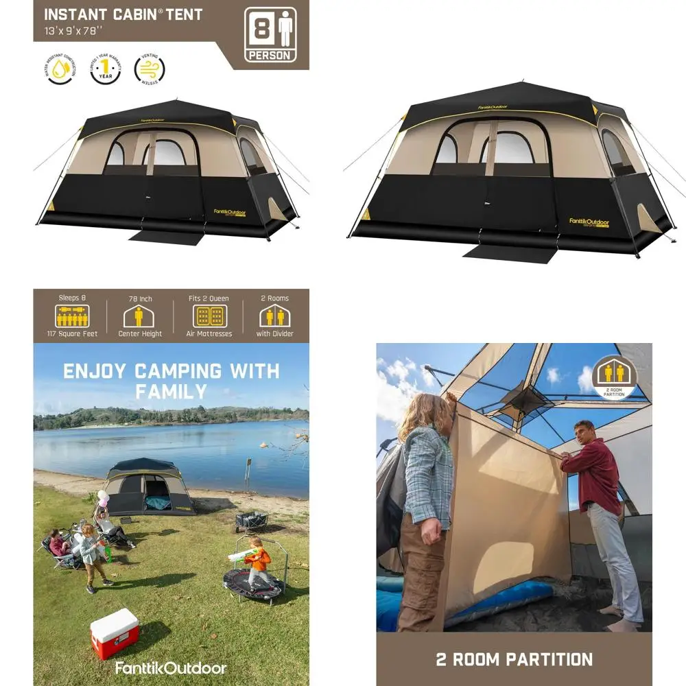 

Quick Setup 4-10 Person Cabin Tent with Rain & Wind Resistance - Portable for Family Camping & Hiking