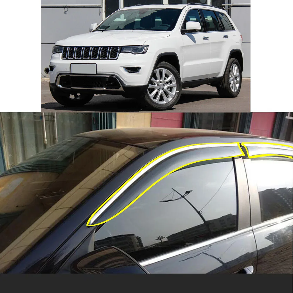 

Car Sticker Plastic Window Glass Wind Visor Rain/Sun Guard Vent For Jeep Grand Cherokee 2010 2011 2012-2014 2015-2017 2018 2019