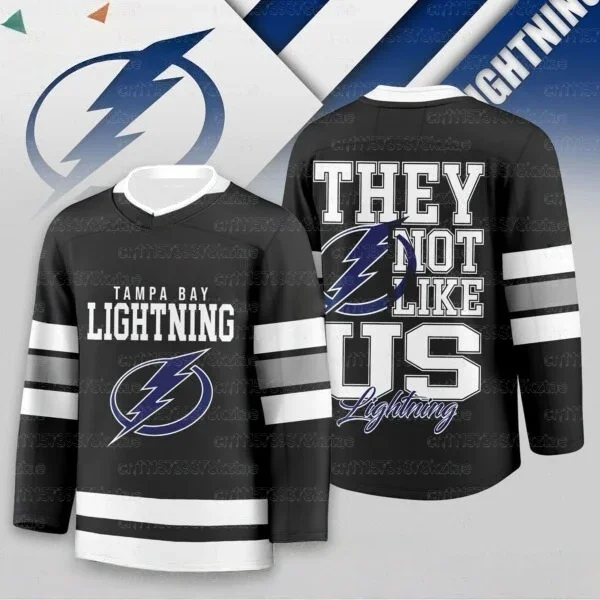 2026 Ice Hockey Jersey They Not Like Us Letter 3D Printed Long‑Sleeve V‑Neck T‑Shirt Casual Sports Training Top Unisex Kids Tees