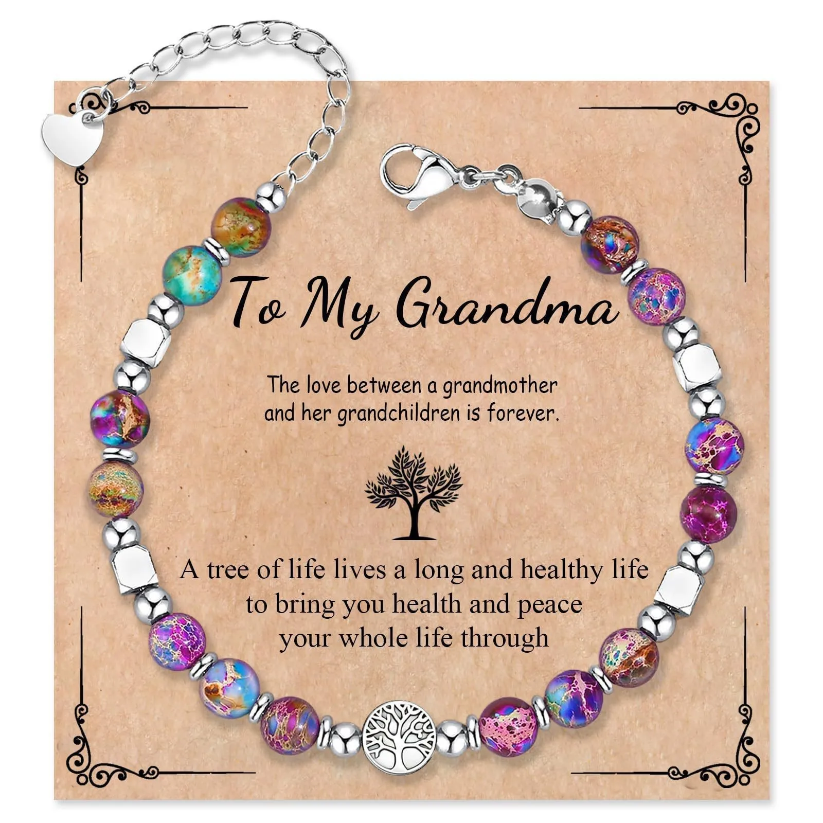 Amazon cross-border new natural stone flower purple emperor pine beaded bracelet tree of life accessories bracelet beaded jewelr