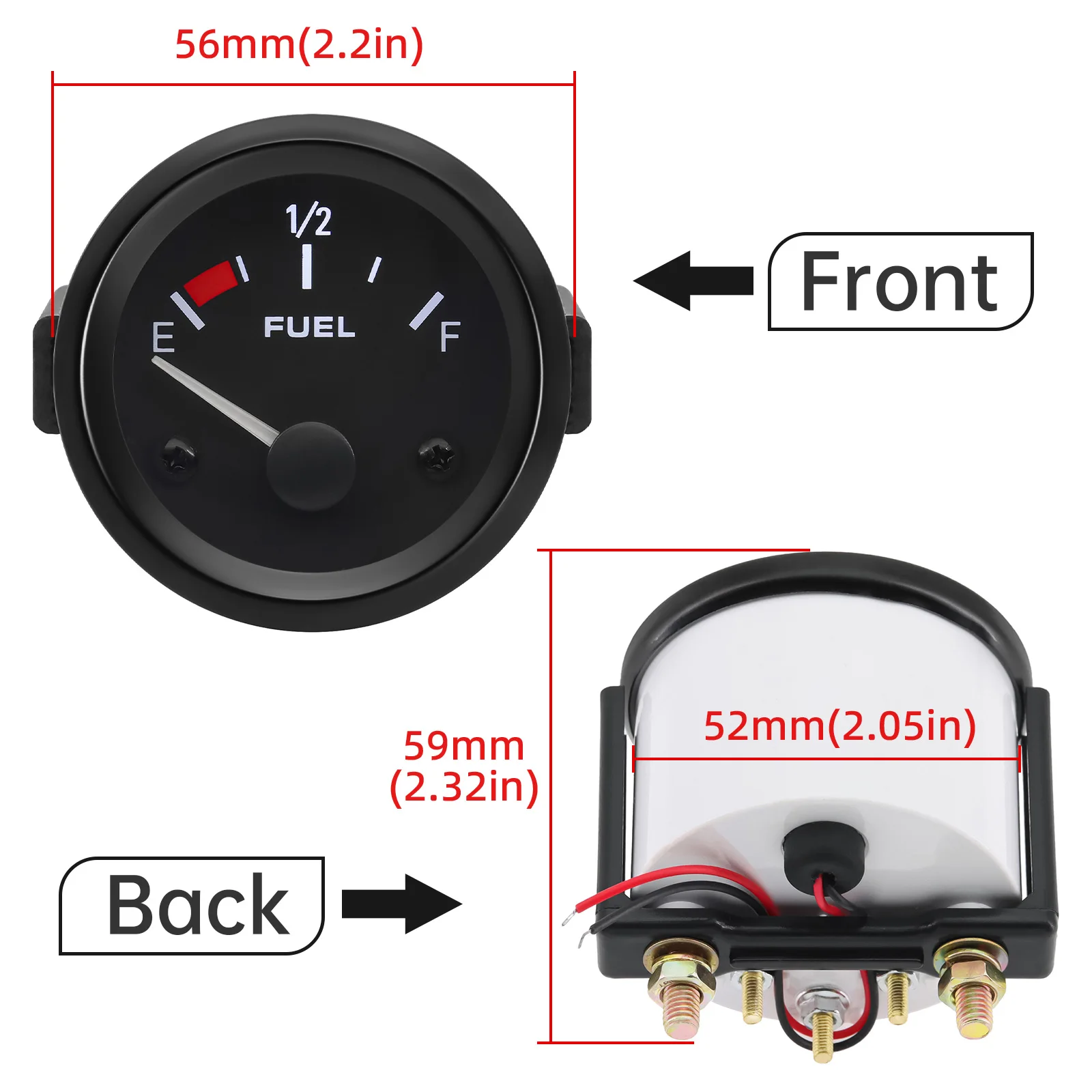 Universal Auto Car 52mm Fuel Level Gauge Oil Gauge Meter 240-33 ohm White LED Light Pointer Fuel Gauge Indicator Petrol 12V DC view 5