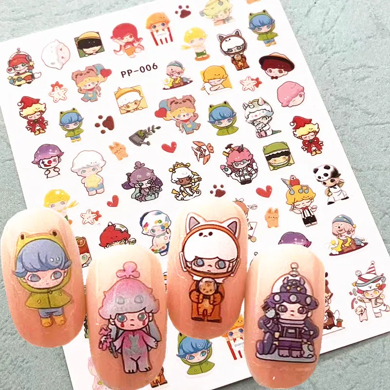 Anime Cute Girls Design autoadesivo colla posteriore decalcomania timbratura strumenti di decorazione fai da te adesivi per unghie PP 006