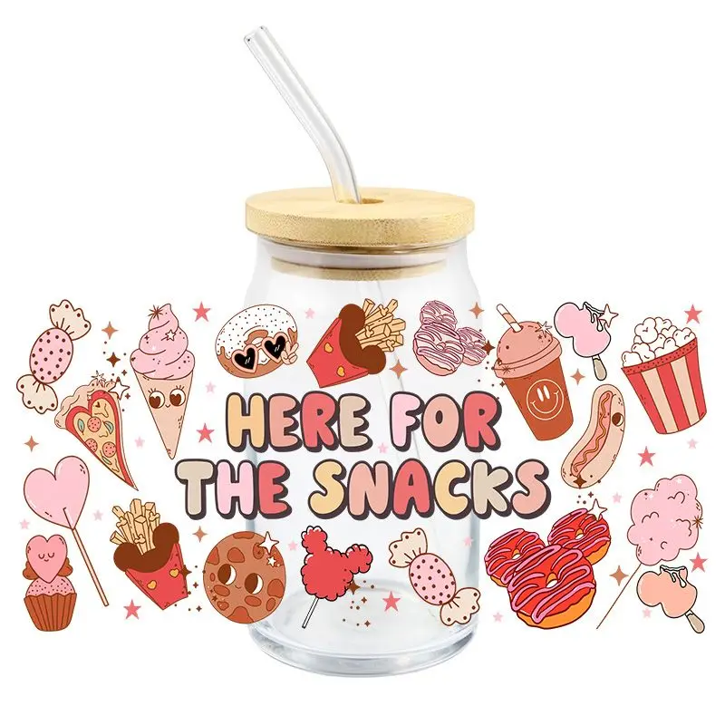 UV DTF Transfer Wraps Stickers Snack Design 3D Colorful Decals Waterproof DIY Wraps For 16oz Glasses Bottles Simple To Use - Image 4