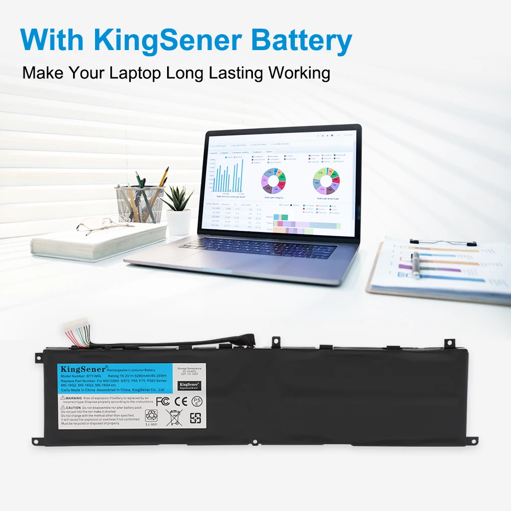 KingSener BTY-M6L Battery For MSI GS65 GS75 Stealth Thin 8RF 8RE PS63 P65 P75 Creator 8RC 8SC 9SC 9SE MS-16Q3 MS-16Q2 Series