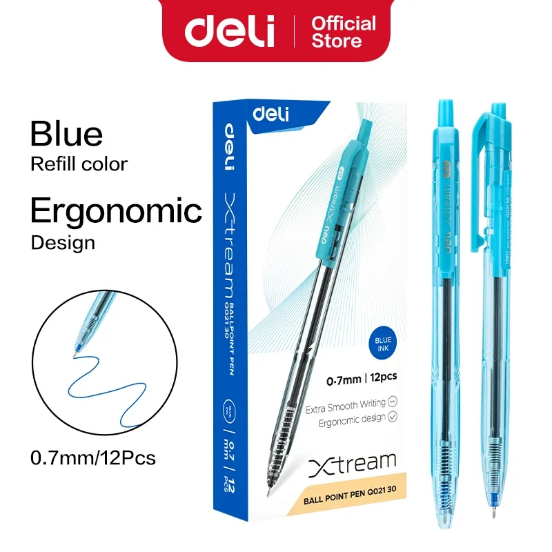 Deli 12PCS/Box Ballpoint Pen 0.7mm Office Gel Pens Smoothing Writing Low Viscosity Ink Writing Pens Office School Stationery