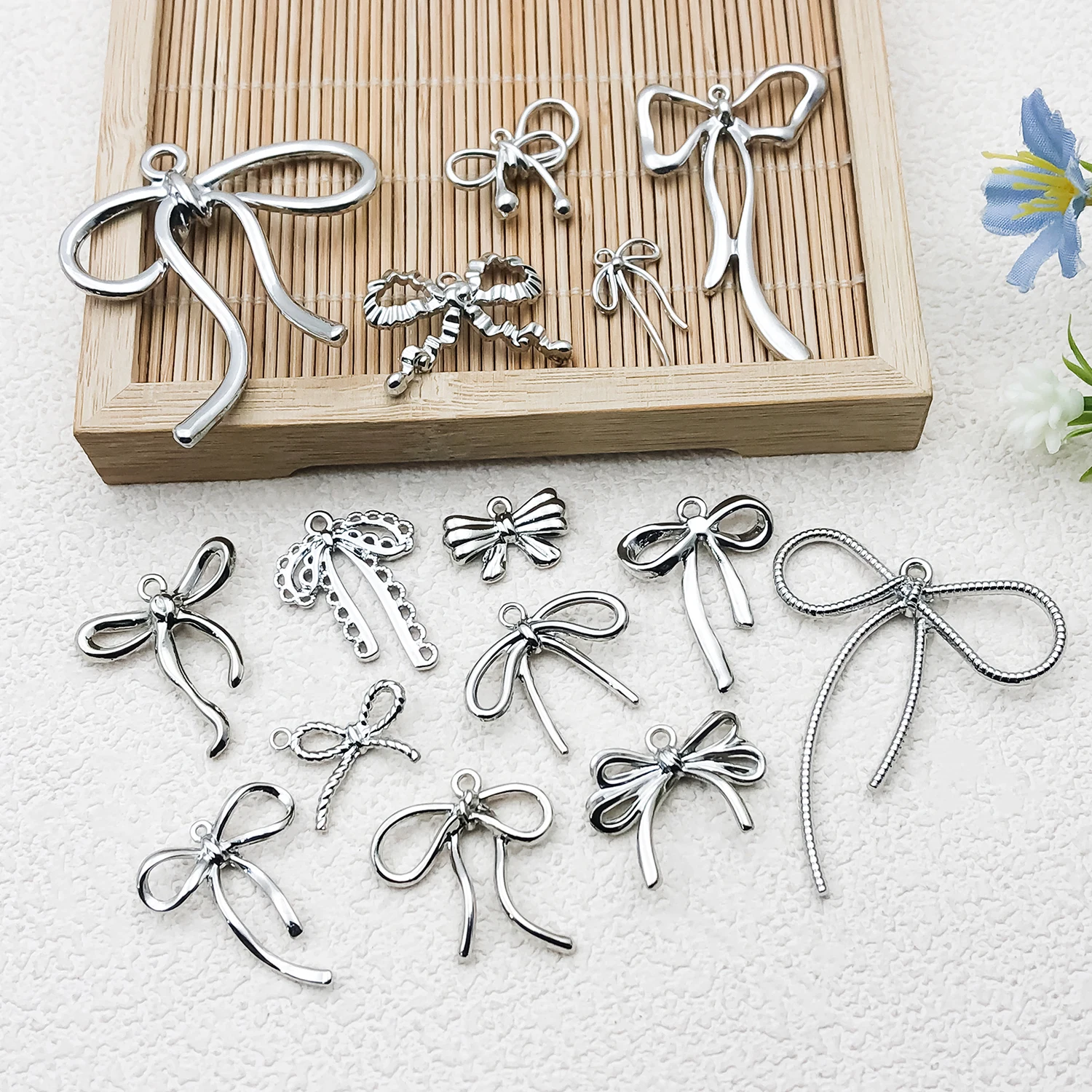 Pink Enameled Alloy Bow Charms, Sweet Dainty Pendants for DIY Necklace, Earrings & Keychain Jewelry. view 5