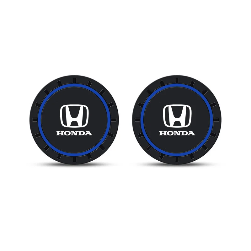 2pcs Silicone Car Coasters Water Cup Slots Non-Slip Mat Drink Pads For Honda Mugen Power Civic Accords CRV Hrv Jazz CBR VTEC VFR