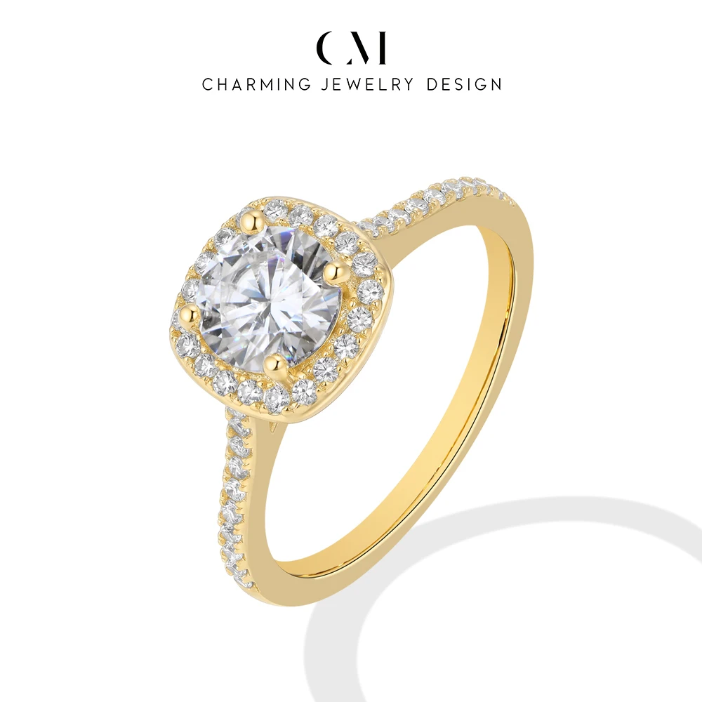 CHARMING Vintage Daily Shining Moissanite Semi-eternal band Ring S925 Silver for Women Jewelry Birthday Gift Anniversary Wedding