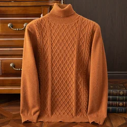2023 Autumn/Winter Sweater Men's Cashmere Sweater Men's High Neck Sweater Twisted Flower Design Men's Pullover