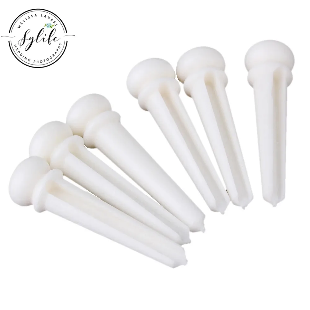 6pcs Real Bone Bridge Pins for Acoustic Guitars String Pegs Endpins White