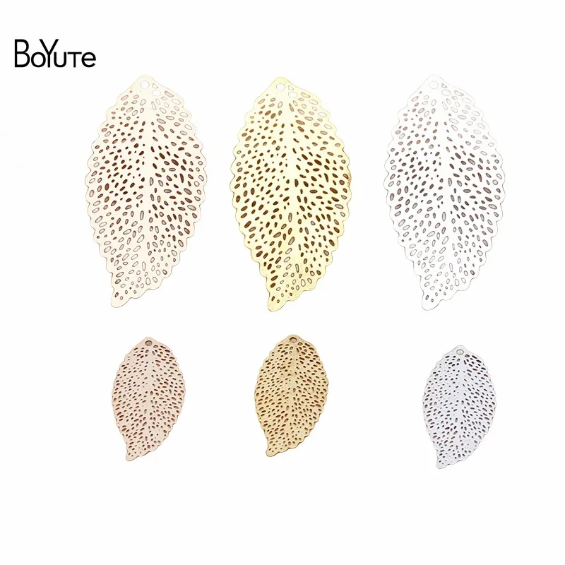 

BoYuTe (100 Pieces/Lot) Metal Brass Filigree Leaf Pendant Charms for Jewelry Making Diy Handmade Materials