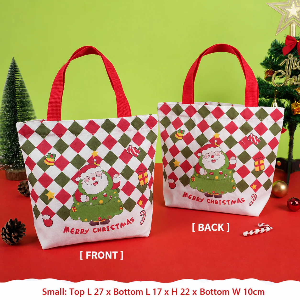 Gift Packaging Bag Multiple Sizes Reusable Shopping Bag Festive Tote Bag Christmas Themed For Gift Packaging Christmas Parties