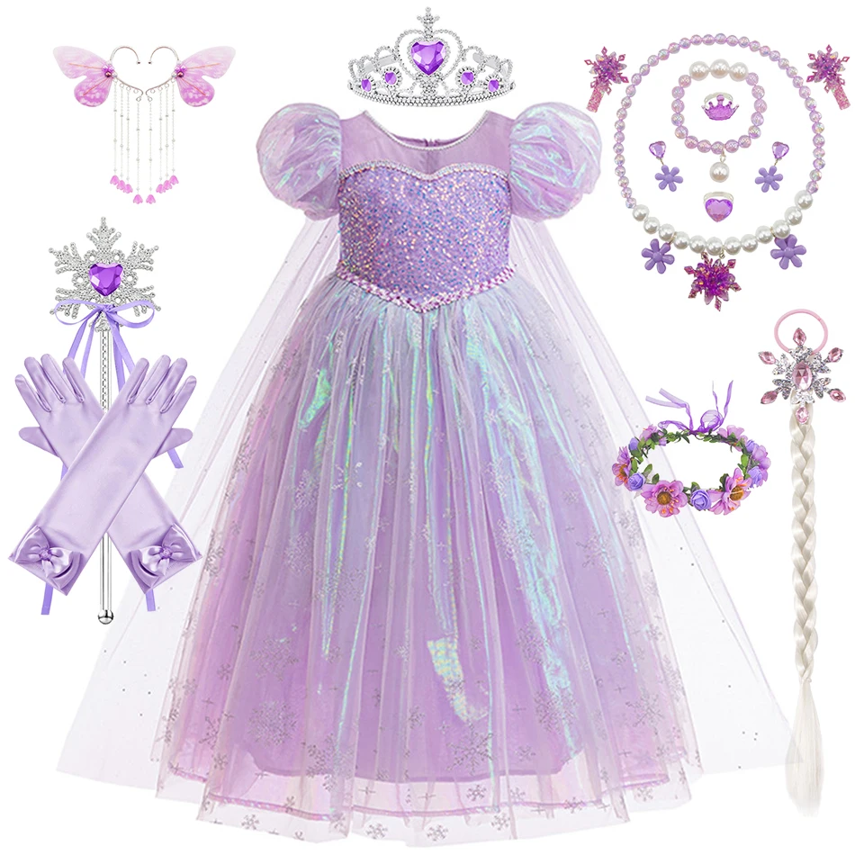 

Elsa Dress Kids Princess Cosplay Snow Queen Costume Baby Girls Halloween Christmas Birthday Carnival Party Outfits Charm Clothes