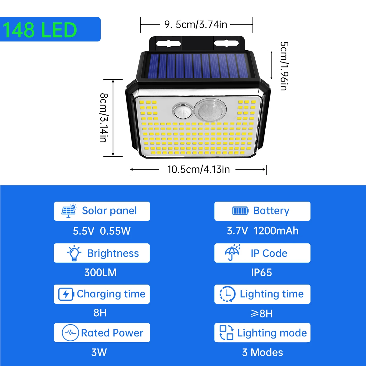 Bild 3: 8 Stück IP65 Wasserdichte Solar-Gartenleuchten, Superhelle 148 LEDs Bewegungssensor Solar-Wandleuchte, Solarbetriebene Sicherheitslampe