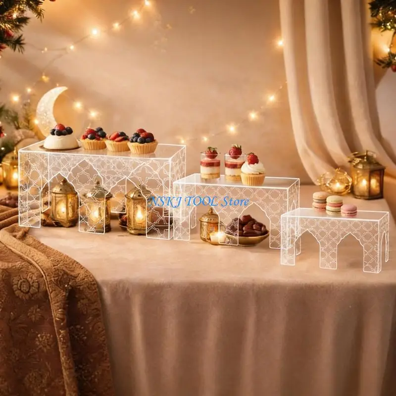 L8RC Middle Eastern Themed Acrylic Display Stand For Sweets Fruits And Appetizers Serving Tray Storage Rack