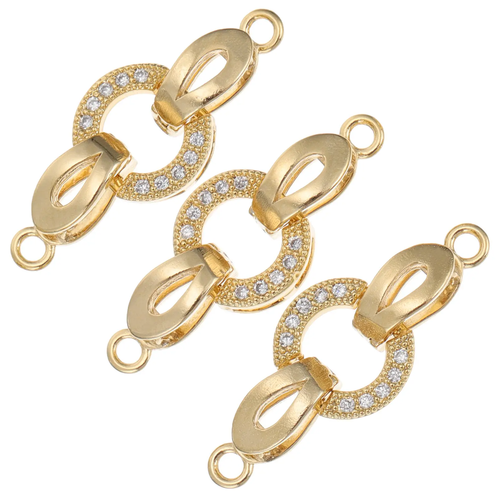 

3Pcs Gold Plated Zircon Bracelet Clasp Hooks Copper Jewelry Making Accessories Necklace Bracelet Pendant Connector DIY Fastening