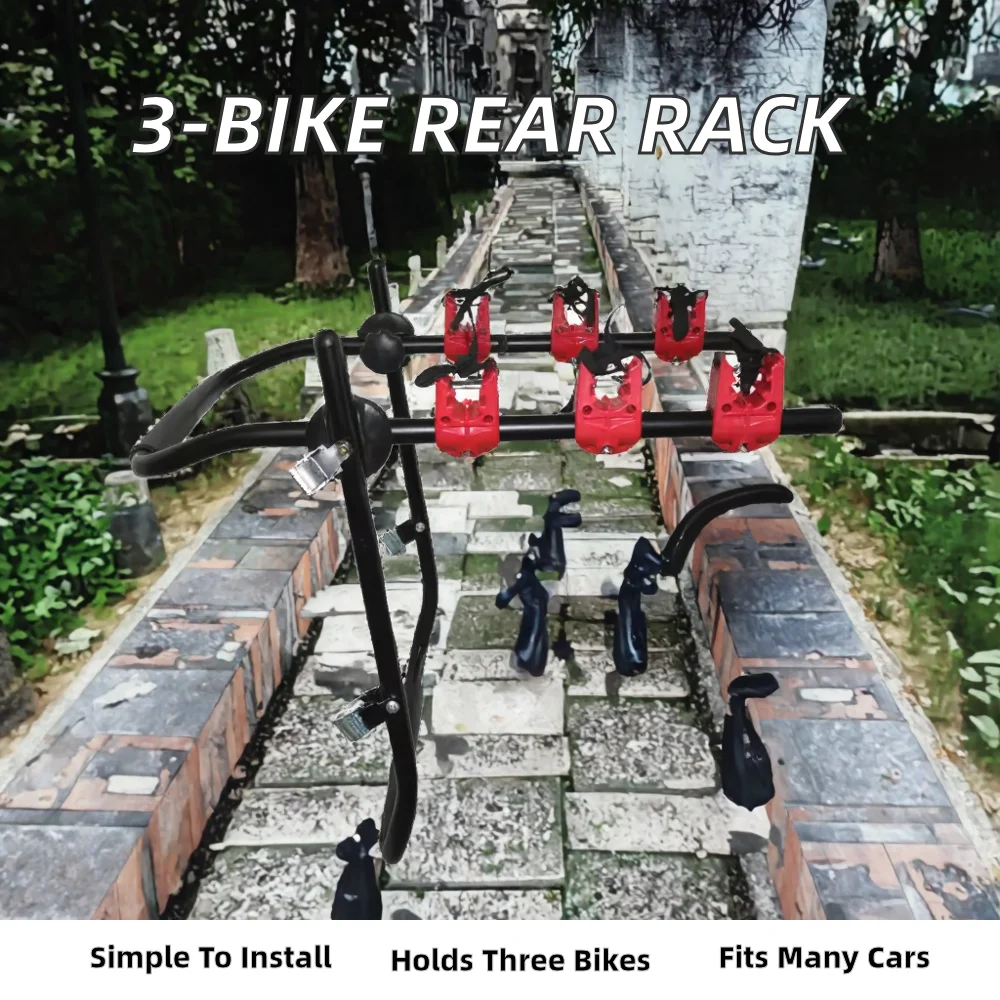 Outdoor Travel MTB Steel Car Rear Mounted Bicycle Rack 3 Bike Car Carrier