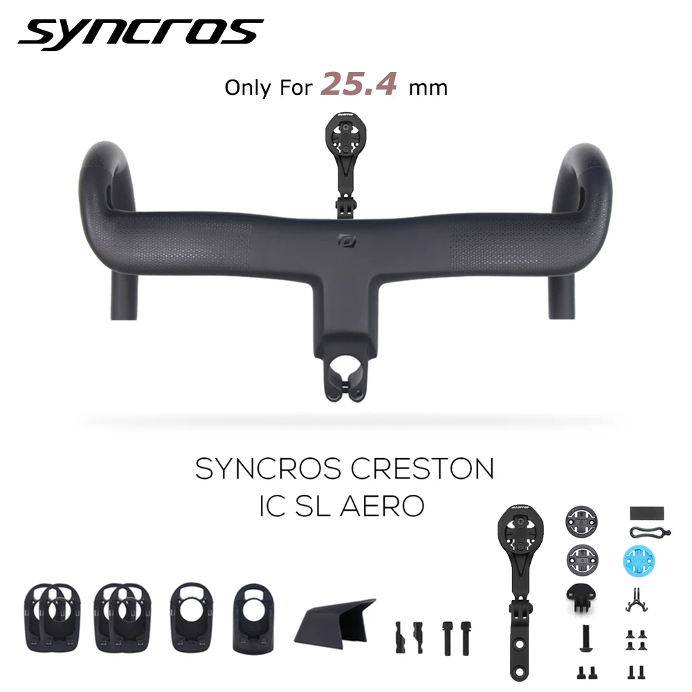 

Syncros For 25.4mm Foil RC Carbon Creston IC SL AERO,Integrated Cockpit Road Bike Handlebar Integrated Cables Di2 Bicycle Parts