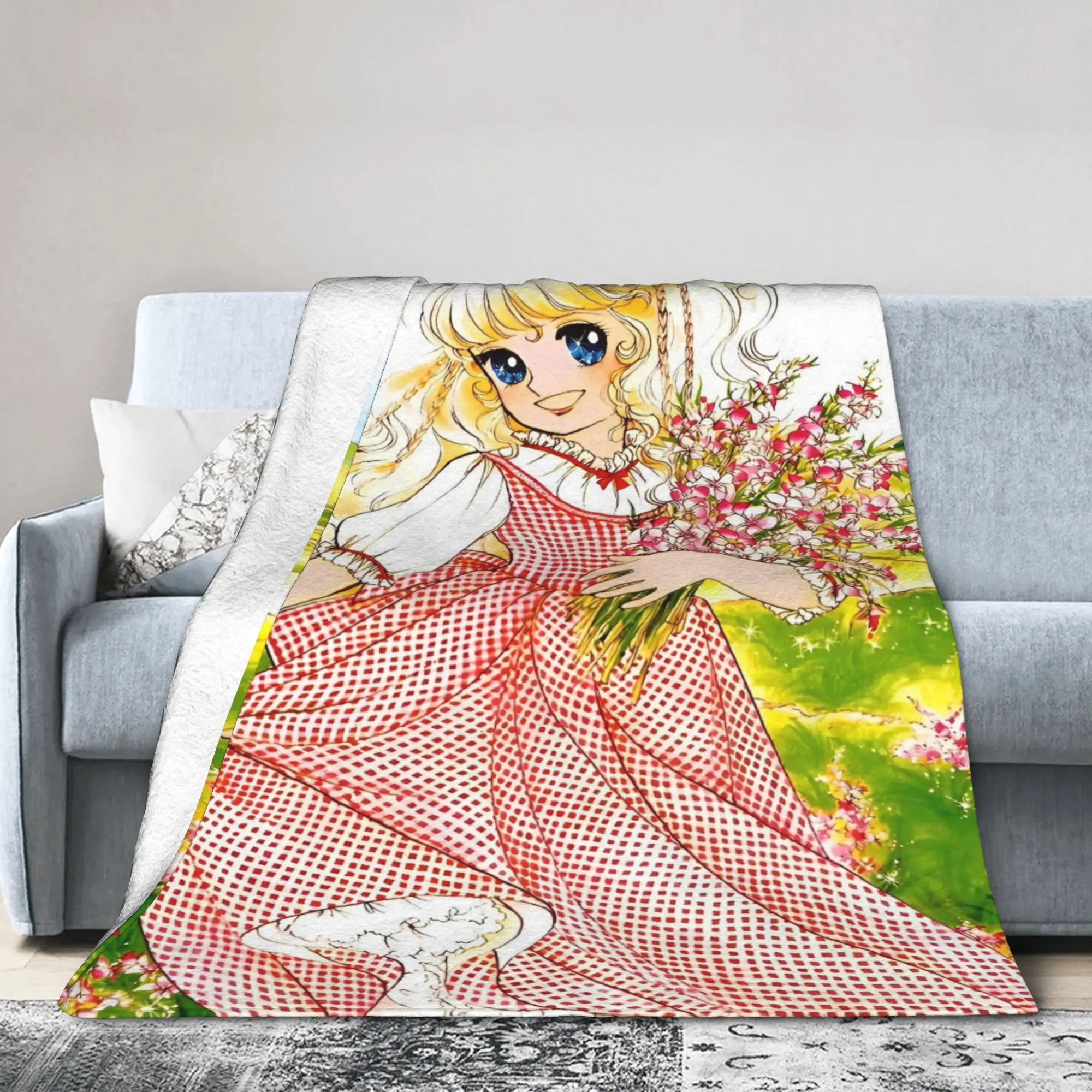 الكرتون كاندي كاندي بطانيات محبوكة الصوف أنيمي سوبر لينة رمي بطانية لسيارة أريكة الأريكة المفرش