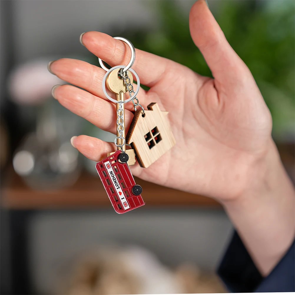 

3pcs Keychains Set London Bus Mailbox Telephone Booth Zinc Alloy Travel Souvenirs Keyring Gifts Clock Tower Pendant Die cast