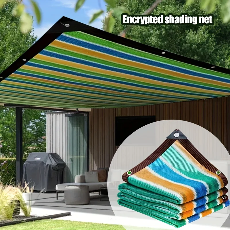 Color Striped High Density Breathable Shade Net - Durable plastic outdoor shade cloth for patios, picnics, carports, gardens